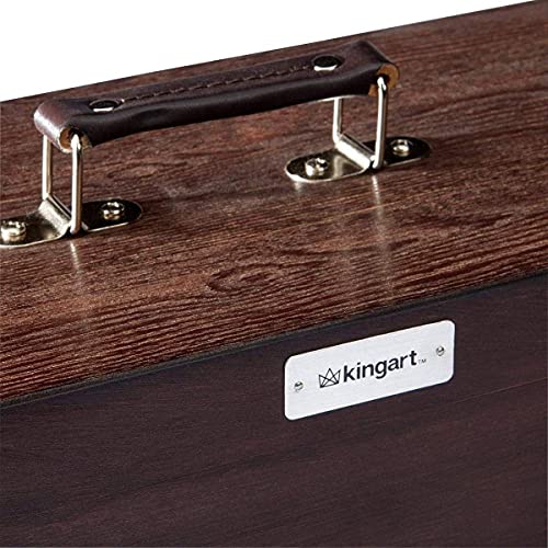 KINGART 724 Wood Portable Storage Box Organizer with Drawer And Espresso Stain, Holds Markers, Paint, Brushes, Pencils, And More KINGART