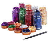 Mingjieus Gold Foil Flakes for Resin 8 Bottles Gilding Flakes Metal Gold Leaf Flakes for Nails,Crafts,Painting Art,Slime Mingjieus