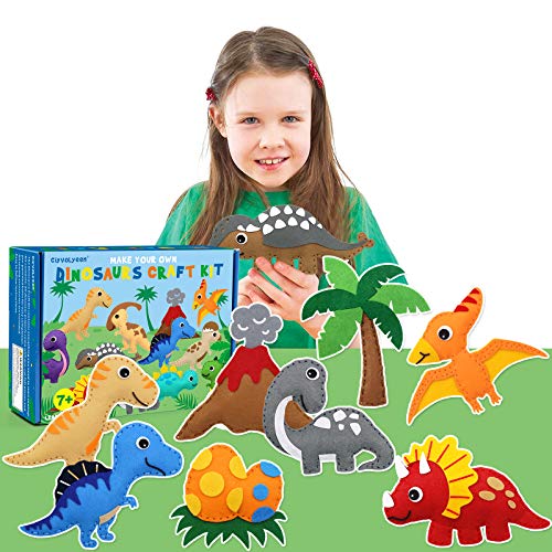 CiyvoLyeen Dinosaur Sewing Craft Kit DIY Kids Craft and Sew Set for Girls and Boys Educational Beginners Sewing Stuffed Animal Felt Plush Ornaments CiyvoLyeen