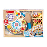 Melissa & Doug Birthday Party Cake - Wooden Play Food With Mix-n-Match Toppings and 7 Candles Melissa & Doug