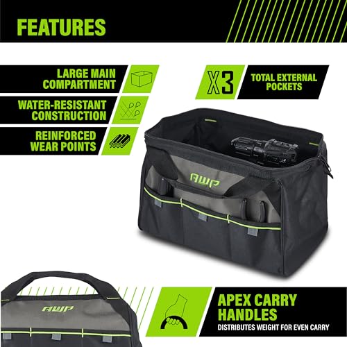 AWP 15 Inch Tool Bag with Apex Handle Design, Compact Size, Water-Resistant Construction AWP