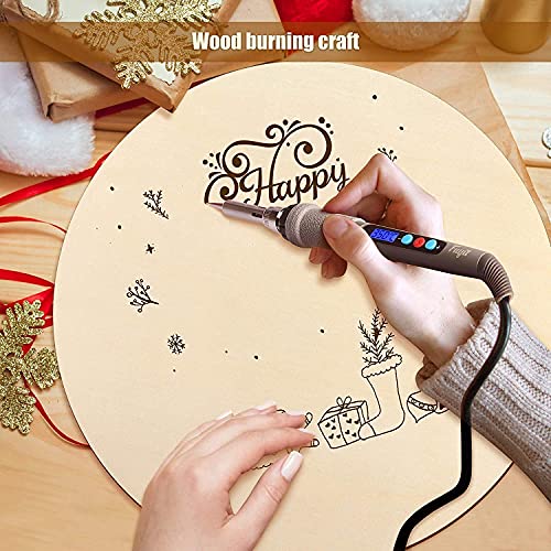 YRONTY 1Pcs 12Inch Unfinished Wood Circles with Hanger Rope, 0.1Inch Thick Blank Wood Rounds Slices Wood Circles for Crafts, Door Hangers, Painting, YRONTY
