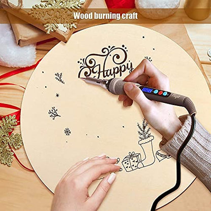 YRONTY 1Pcs 12Inch Unfinished Wood Circles with Hanger Rope, 0.1Inch Thick Blank Wood Rounds Slices Wood Circles for Crafts, Door Hangers, Painting,