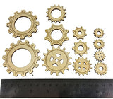 12pc. Set of Wooden Gears - Cool Industrial & Steampunk Design - Laser-Cut Thin Birch Plywood C. B. Gitty