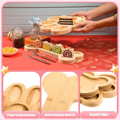 2 Pack Bamboo Serving Trays with Grooves Wooden Dog Paw Bone Shaped Snack Platters Bamboo Charcuterie Board Wood Candy Dish Bowl for Dog Birthday