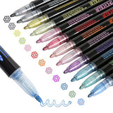Upanic Super Squiggles Outline Markers-12 Colors Super Squiggles Shimmer Markers,Outline Markers Double Line Pen,Outline Markers Self-Outline Upanic