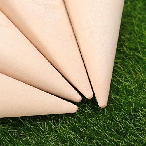 SUPVOX 10pcs Natural Wood Cone Ring Holders Unpainted Wooden Cones to Craft Paint Jewelry Display Stand 2.5x5cm SUPVOX