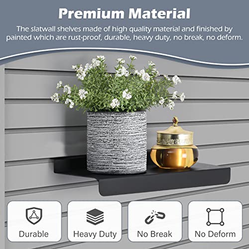 SNOGSWOG 4x10 Inch Slatwall Shelves Set of 8, Metal Slat Wall Shelves Accessories, Black Flat Display Shelves for Slat, Metal Retail Display for SNOGSWOG