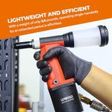 UPWOOD Pneumatic Hydraulic Pop Rivet Gun, Self-Suction Air Riveter Riveting Tool with 100 pcs Blind Rivets and 3/32" 1/8" 5/32" 3/16" Nose Pieces UPWOOD