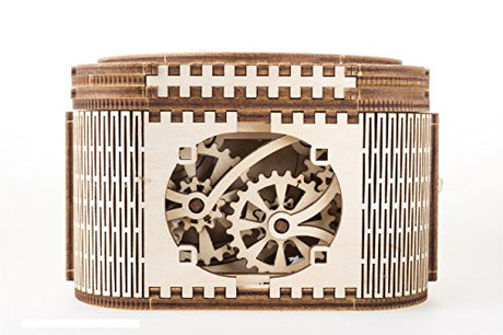 UGEARS Mechanical Models 3-D Wooden Puzzle - Treasure Box w/Key (Secret Hidden Puzzle) Idea Wood Puzzles for Adult UGears