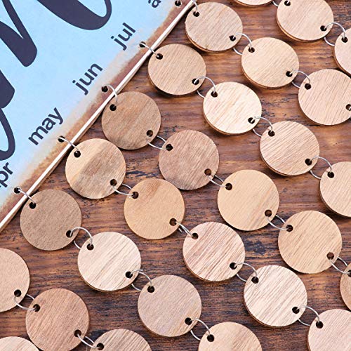 WINOMO 50pcs Round Wooden Slices with 50 Iron Loops Set Wood Discs Circles for Hanging Wooden Plaque Birthday Reminder DIY Calendar Accessories