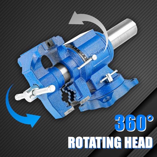 COGNATIVE 360° Multi-Purpose Bench Vise, Ductile Iron, Heavy Duty with Anvil, Clamp force 4000KG, Blue, 5-Inch COGNATIVE