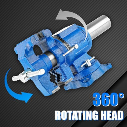COGNATIVE 360° Multi-Purpose Bench Vise, Ductile Iron, Heavy Duty with Anvil, Clamp force 4000KG, Blue, 5-Inch