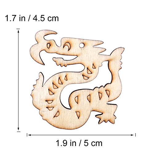 SUPVOX 10Pcs Unfinished Wood Cutout Wooden Dragon Shape Natural Wood Pieces for DIY Arts Crafts Projects