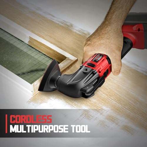 Cordless Oscillating Tool Compatible with Milwaukee 18V Battery, Brushless-Motor Tool with Auxiliary Handle, Oscillating Multi-Tool for Scraping, - WoodArtSupply