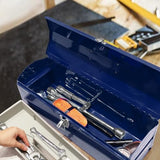 TCE ATB101U-1 Torin Portable Steel Tool Box: 19" Hip Roof Style with Metal Latch Closure and Removable Storage Tray, Blue TCE