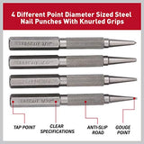 HORUSDY 4-Piece Nail Setter Punch and Center Punch Set HORUSDY