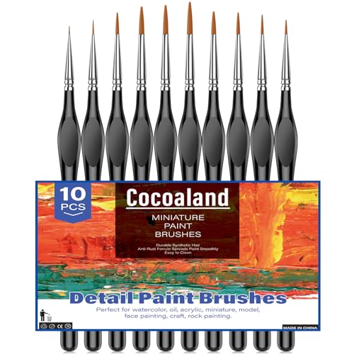 Miniature Paint Brushes,10Pcs Small Fine Tip Paintbrushes, Micro Detail Paint Brush Set, Triangular Grip Handles Art Brushes Perfect for Acrylic, Cocoaland
