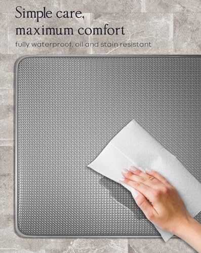 Homergy Anti Fatigue Kitchen Mats for Floor 2 PCS, Memory Foam Cushioned Rugs, Comfort Standing Desk Mats for Office, Home, Laundry Room, Waterproof - WoodArtSupply