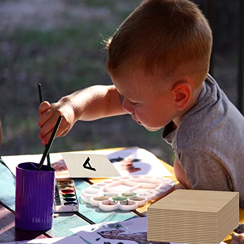 20 Pcs Unfinished Wood Pieces, 3 x 3 Inch Blank Natural Slices Wood Square for DIY Crafts Painting, Scrabble Tiles, Coasters, Decoration MYYZMY