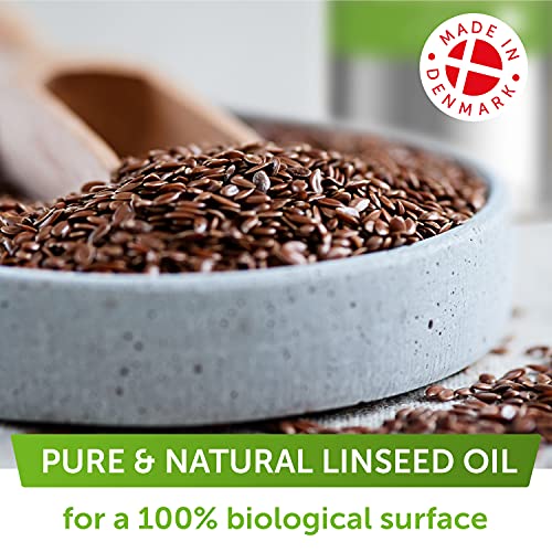 Nordicare Linseed Oil for Wood - 100% Pure & Natural Linseed Oil for Entire Indoor Area - Food-Safe Raw Linseed Oil for Wood Furniture - Underlines