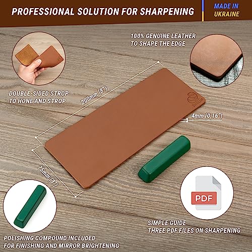 BeaverCraft Stropping Leather Strop for Knife Sharpening Strop LS2P1 - Knife Stropping Kit 3 x 8 IN - Knives Sharpener with Honing Strop Polishing - WoodArtSupply