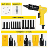HIFESON Pneumatic Rivet Nut Gun with 1/4 & 5/16 & 3/8 Self-Locking Head Gun,Quick-Change Mandrels,Industrial Grade Adjustable Speed Air Rivnut Gun HIFESON