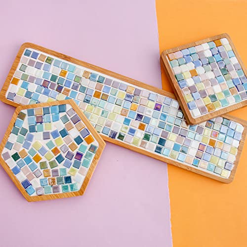 Wq Warmqing 390 Pieces Micro Glass Mosaic Tiles for Crafts,Tiny Iridescent Square Mosaic Glass Pieces,0.32 Inch Candy Mosaic Kits for Adults and WQ WARMQING