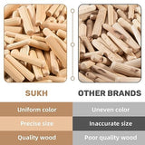 Sukh 300Pcs Wooden Dowel Pins - Wooden Dowels Fluted Wood Dowel Pins with 1/4，5/16 and 3/8-inch for Joining in Furniture, Cabinets and Other Sukh