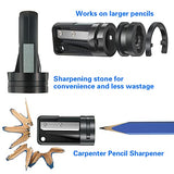 Hiboom 12 Pieces Carpenter Pencil, 7 Inches Flat Octagonal Hard Black Carpenter Marking Pencils with Pencil Sharpener and Silicone Heavy Duty Hiboom
