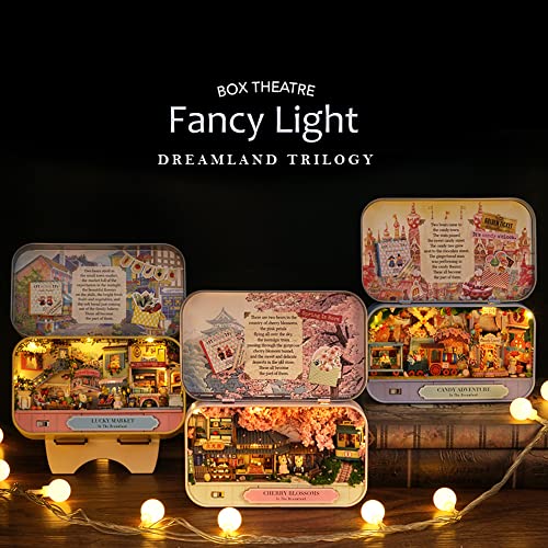 Kisoy Dollhouse Miniature with Furniture Kit, Handmade DIY House Model for Teens Adult Gift (Cherry Blossoms) Kisoy