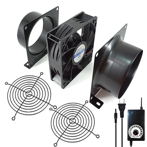 Hose Vary 4" Axial Exhaust Fan, 3000RPM 120mm DC12V Dual Ball Bearings Air Exhaust Fume Smoke Extractor Fan Kit for DIY Soldering, 3D Laser, Paint - WoodArtSupply