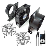 Hose Vary 4" Axial Exhaust Fan, 3000RPM 120mm DC12V Dual Ball Bearings Air Exhaust Fume Smoke Extractor Fan Kit for DIY Soldering, 3D Laser, Paint Hose Vary
