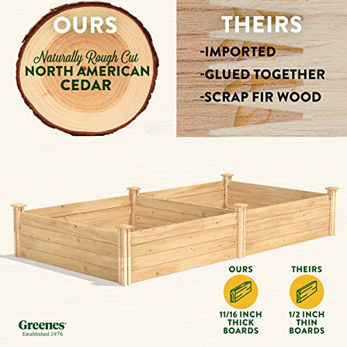 Greenes Fence Original Cedar Raised Garden Bed, 4' x 8' x 14" - Made in USA with North American Cedar Greenes Fence
