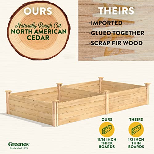 Greenes Fence Original Cedar Raised Garden Bed, 4' x 8' x 14" - Made in USA with North American Cedar