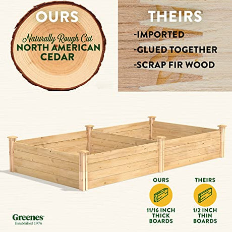 Greenes Fence Original Cedar Raised Garden Bed, 4' x 8' x 14" - Made in USA with North American Cedar Greenes Fence