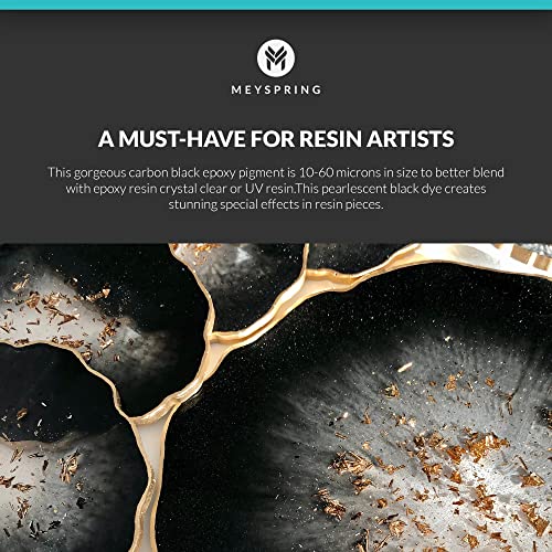 MEYSPRING Charcoal Black Mica Powder for Epoxy Resin - 50 Grams - Great for Resin Art and UV Resin - Epoxy Resin Color Pigment MEYSPRING