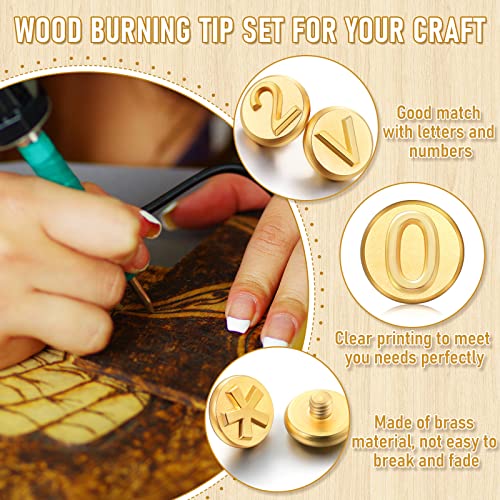 56 Pieces Wood Burning Tip Letter Wood Burning Tip Set Including Alphabet Number Symbol for Wood Burner Craft DIY Embossing Carving Wood Burning
