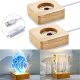 ZEERSHEE Pack 2 Wooden LED Light Display Base Crystal Glass Light Base Stand Wood LED Display Stand for 3D Crystal Laser Glass Resin Art Warm Light ZEERSHEE