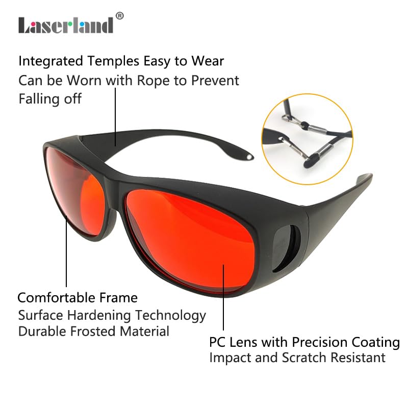Laser Safety Glasses 532nm OD6 180nm-532nm Wavelength Violet/Blue/Green Laser Protective Goggles for 405nm, 445nm, 450nm,473nm 532nm, Like Tattoo laserland