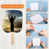 Fan Handle Craft Sticks Wavy Wooden Sticks, Blank White Cardstock, Double Sided Tape Church Fans for DIY Crafting Painting Hand Held Parlor Fans Kathfly