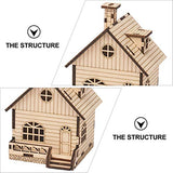 PartyKindom 1 Set DIY Music Box Wood House Figurines Christmas Village Scene Kids DIY Materials Unfinished Wood Xmas House Wooden Toys Educational PartyKindom