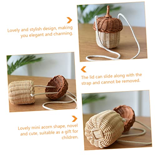 Cabilock 2 pcs Rattan Satchel Hanging Basket sandy cheeks costume Rattan Storage Basket acorn shaped bag summer shoulder bag bohe foraging bag rattan Cabilock