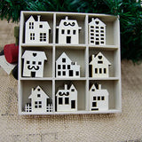 SEWACC 45pcs Unfinished Wooden Cutouts Wooden Houses Shapes Embellishments Hanging Ornaments Wooden House Cutout Slices for DIY Craft Christmas Decor SEWACC