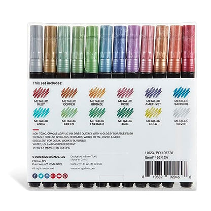 KINGART® PRO Extra Fine Point Acrylic Paint Pen Markers, Water-Based Ink,  Set of 24 Colors