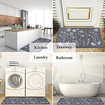 Rempry 2 Pcs Kitchen Rugs and Mats, Cushioned Anti-Fatigue Floor Mat, PVC Non-Slip Waterproof Kitchen Rug Set for Kitchen, Office, Sink - WoodArtSupply