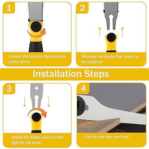 Japanese Hand Saw Sharp High Carbon Steel Pull Saw Ergonomic Non-slip Flush Cut Saw with 3 Saw blades Cutting Trimming Tool for Woodworking Pruning HOTBEST