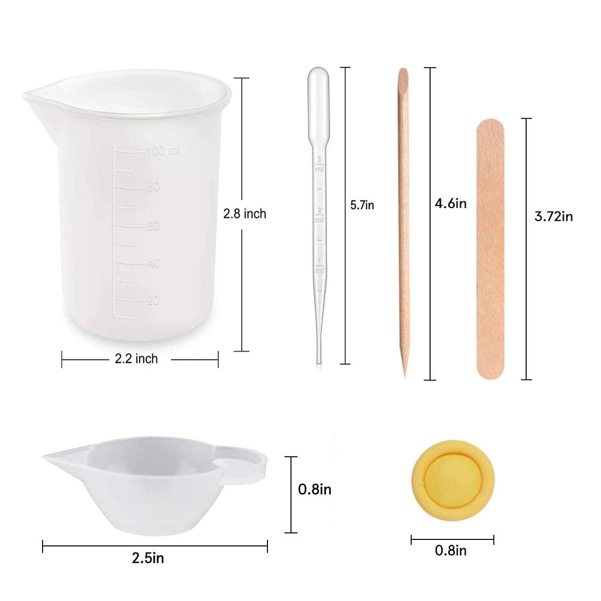 lnndong-43 Piece Resin Silica Gel Measuring Cup, Non Stick Silica Gel Mixing Cup, epoxy Resin Cup, Glue Tool Stick, Straw Finger Sleeve, epoxy Resin - WoodArtSupply