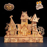 3D Wooden Halloween Haunted House Puzzles, Wood Creative Glow in The Dark Haunted House Puzzle, Assembly Model Building Kits to Build for Adults & varbertos