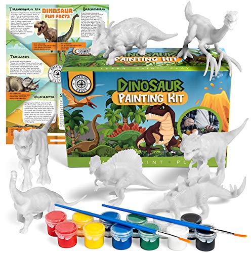 COASTLINE CRAFT Dinosaur Painting Kit for Kids w/Dino Trivia- Dinosaur Crafts for Kids Ages 3-5 + w/ 2T-Rex, Velociraptor, Stegosaurus & More COASTLINE CRAFT